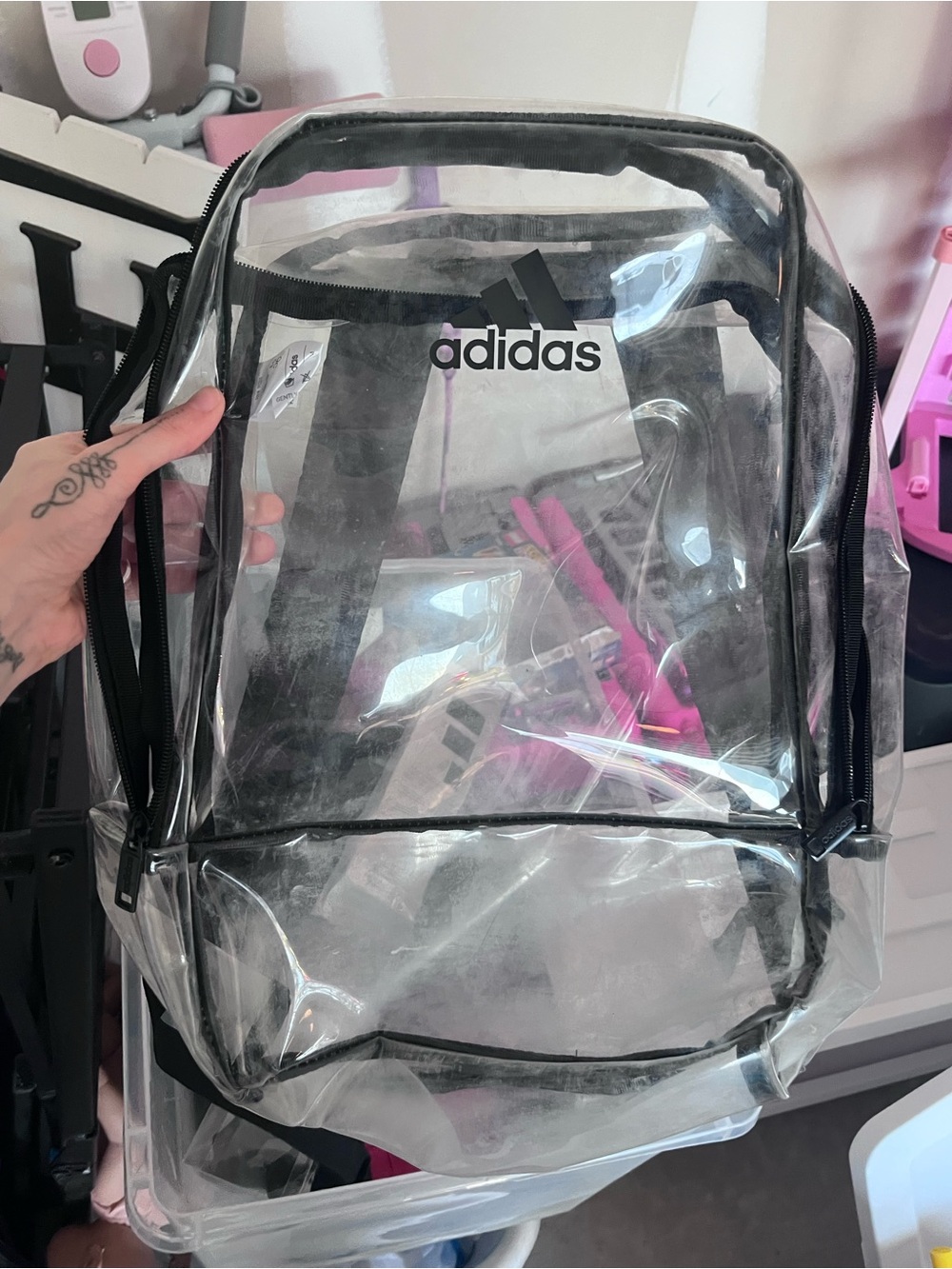 adidas Clear Backpack with Black Trim